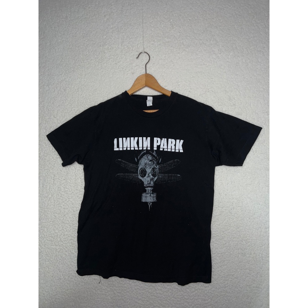 Linkin Park Gas Mask Dragonfly Graphic T-Shirt Black Tultex 202 Mens Large L